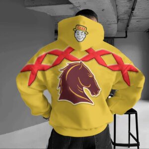 Auspiritmerch Brisbane Broncos x XXXX Gold Hoodie Custom Name Gift For Fan