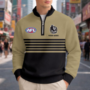 Auspiritmerch Collingwood Magpies Quarter Zip Sweatshirt Custom Name Gift For Fan