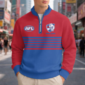 Auspiritmerch Western Bulldogs Quarter Zip Sweatshirt Custom Name Gift For Fan