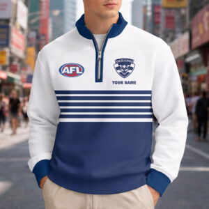 Auspiritmerch Geelong Cats Quarter Zip Sweatshirt Custom Name Gift For Fan