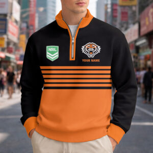 Auspiritmerch Wests Tigers Quarter Zip Sweatshirt Custom Name Gift For Fan