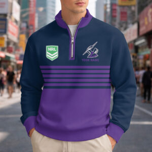 Auspiritmerch Melbourne Storm Quarter Zip Sweatshirt Custom Name Gift For Fan