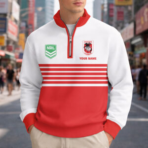 Auspiritmerch St. George Illawarra Dragons Quarter Zip Sweatshirt Custom Name Gift For Fan