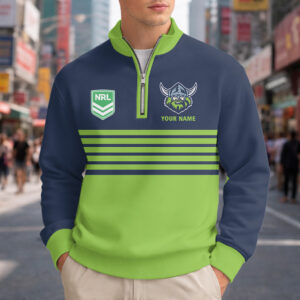 Auspiritmerch Canberra Raiders Quarter Zip Sweatshirt Custom Name Gift For Fan
