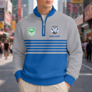 Auspiritmerch Canterbury-Bankstown Bulldogs Quarter Zip Sweatshirt Custom Name Gift For Fan