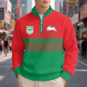 Auspiritmerch South Sydney Rabbitohs Quarter Zip Sweatshirt Custom Name Gift For Fan