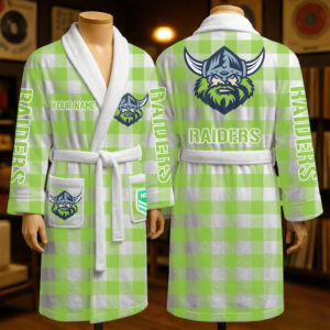 Auspiritmerch Canberra Raiders Fleece Bathrobe Custom Name Gift For Fan