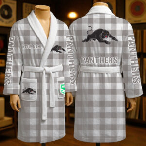 Auspiritmerch Penrith Panthers Fleece Bathrobe Custom Name Gift For Fan