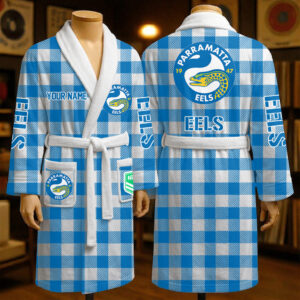 Auspiritmerch Parramatta Eels Fleece Bathrobe Custom Name Gift For Fan