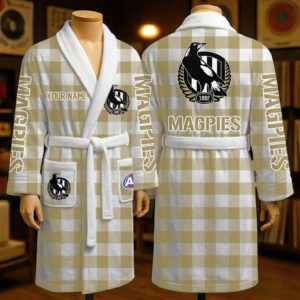 Auspiritmerch Collingwood Magpies Fleece Bathrobe Custom Name Gift For Fan