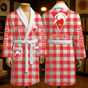 Auspiritmerch Sydney Swans Fleece Bathrobe Custom Name Gift For Fan