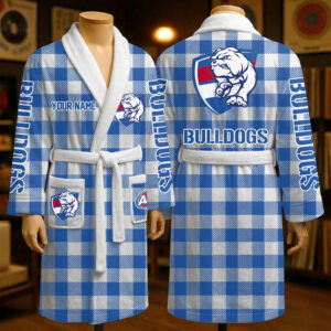 Auspiritmerch Western Bulldogs Fleece Bathrobe Custom Name Gift For Fan