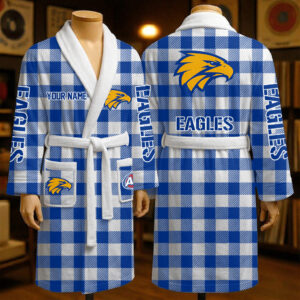 Auspiritmerch West Coast Eagles Fleece Bathrobe Custom Name Gift For Fan