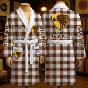 Auspiritmerch Hawthorn Hawks Fleece Bathrobe Custom Name Gift For Fan