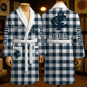 Auspiritmerch Carlton Blues Fleece Bathrobe Custom Name Gift For Fan