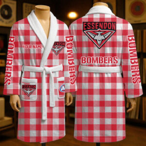 Auspiritmerch Essendon Fleece Bathrobe Custom Name Gift For Fan