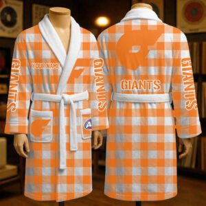 Auspiritmerch GWS Giants Fleece Bathrobe Custom Name Gift For Fan