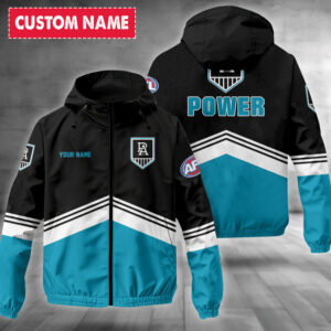 Auspiritmerch Port Adelaide Windbreaker Jacket Custom Name Daily Casual Fashion