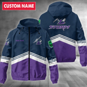 Auspiritmerch Melbourne Storm Windbreaker Jacket Custom Name Daily Casual Fashion