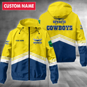 Auspiritmerch North Queensland Cowboys Windbreaker Jacket Custom Name Daily Casual Fashion