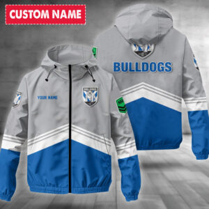 Auspiritmerch Canterbury-Bankstown Bulldogs Windbreaker Jacket Custom Name Daily Casual Fashion