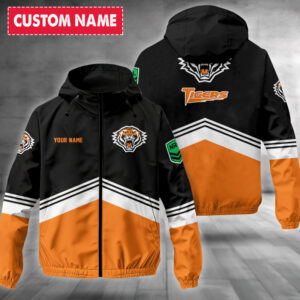 Auspiritmerch Wests Tigers Windbreaker Jacket Custom Name Daily Casual Fashion