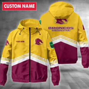 Auspiritmerch Brisbane Broncos Windbreaker Jacket Custom Name Daily Casual Fashion