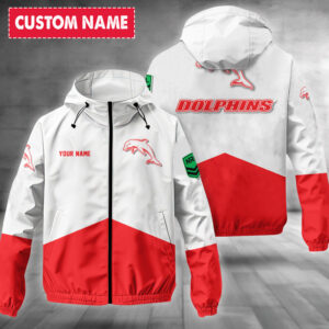 Auspiritmerch Redcliffe Dolphins Windbreaker Jacket Custom Name Daily Casual Fashion