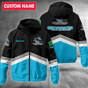 Auspiritmerch Cronulla-Sutherland Sharks Windbreaker Jacket Custom Name Daily Casual Fashion