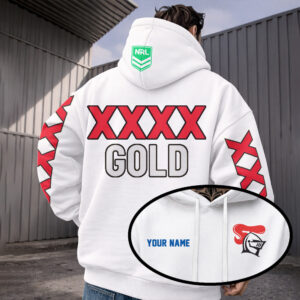 Auspiritmerch Newcastle Knights x XXXX Gold Hoodie Custom Name Gifts For Fan