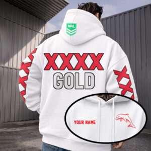 Auspiritmerch Redcliffe Dolphins x XXXX Gold Hoodie Custom Name Gifts For Fan