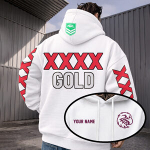 Auspiritmerch Manly Warringah Sea Eagles x XXXX Gold Hoodie Custom Name Gifts For Fan