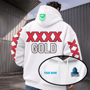 Auspiritmerch Gold Coast Titans x XXXX Gold Hoodie Custom Name Gifts For Fan