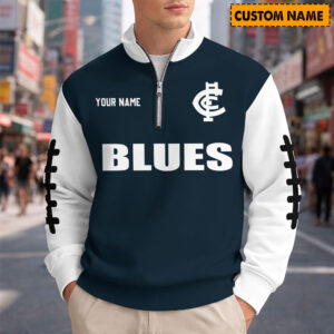 Auspiritmerch Carlton Blues Quarter Zip Sweatshirt Custom Name Gifts For Fan