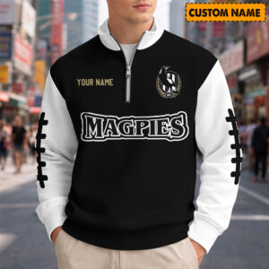 Auspiritmerch Collingwood Magpies Quarter Zip Sweatshirt Custom Name Gifts For Fan