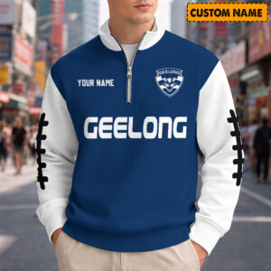 Auspiritmerch Geelong Cats Quarter Zip Sweatshirt Custom Name Gifts For Fan