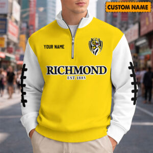 Auspiritmerch Richmond Tigers Quarter Zip Sweatshirt Custom Name Gifts For Fan