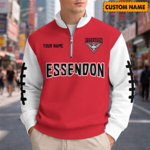 Auspiritmerch Essendon Quarter Zip Sweatshirt Custom Name Gifts For Fan