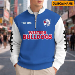 Auspiritmerch Western Bulldogs Quarter Zip Sweatshirt Custom Name Gifts For Fan