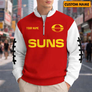 Auspiritmerch Gold Coast Suns Quarter Zip Sweatshirt Custom Name Gifts For Fan