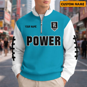Auspiritmerch Port Adelaide Quarter Zip Sweatshirt Custom Name Gifts For Fan