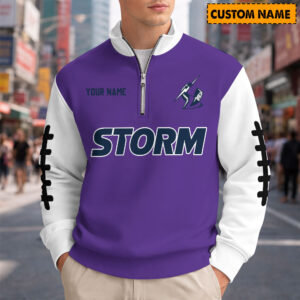 Auspiritmerch Melbourne Storm Quarter Zip Sweatshirt Custom Name Gifts For Fan