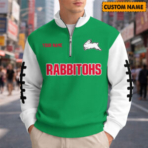 Auspiritmerch South Sydney Rabbitohs Quarter Zip Sweatshirt Custom Name Gifts For Fan