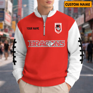 Auspiritmerch St. George Illawarra Dragons Quarter Zip Sweatshirt Custom Name Gifts For Fan