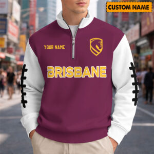 Auspiritmerch Brisbane Broncos Quarter Zip Sweatshirt Custom Name Gifts For Fan