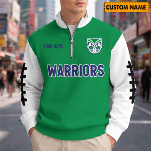 Auspiritmerch New Zealand Warriors Quarter Zip Sweatshirt Custom Name Gifts For Fan