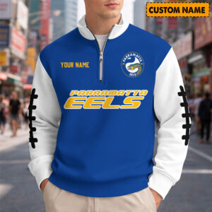 Auspiritmerch Parramatta Eels Quarter Zip Sweatshirt Custom Name Gifts For Fan