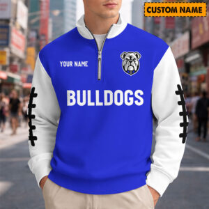 Auspiritmerch Canterbury-Bankstown Bulldogs Quarter Zip Sweatshirt Custom Name Gifts For Fan