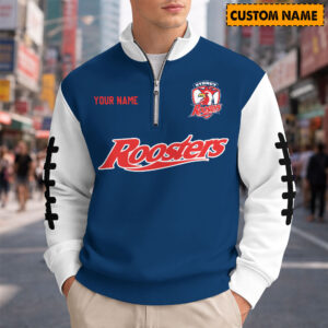 Auspiritmerch Sydney Roosters Quarter Zip Sweatshirt Custom Name Gifts For Fan