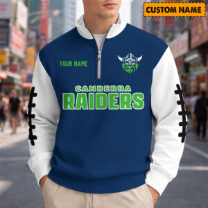 Auspiritmerch Canberra Raiders Quarter Zip Sweatshirt Custom Name Gifts For Fan